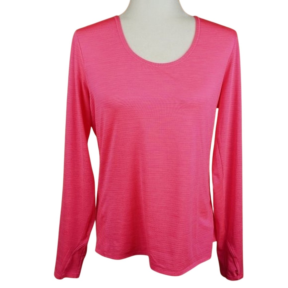 Athleta Bright Barbie Pink‎ Long Sleeve Athletic Top Size Large